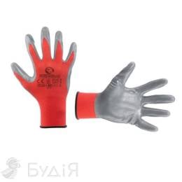 Перчатка трикотаж.,красная, серый нитрил 10р. SP-0124  