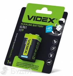 Батарейка лужна VIDEX 6LR61/9V (Крона) (1шт)